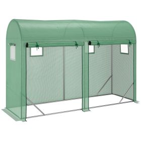 Outsunny Tunnel Greenhouse 10x3x7 ft Green Walk-In Hot House with Roll-Up Windows Zippered Door Steel Frame PE Cover