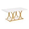 VEVOR Coffee Table, Modern Faux Marble Coffee Table, 2-Tier Rectangle Center Desk with Geometric Legs