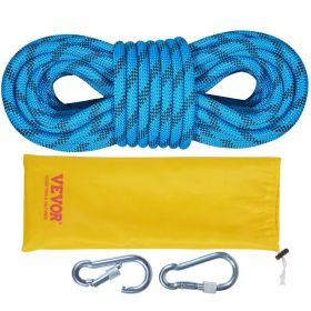 VEVOR 10.5 mm Static Climbing Rope, 19.5M(64ft) Outdoor Rock Climbing Rope 25KN Breaking Tension, Fiber Rope with Steel Snap Hooks for Escape