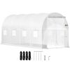 VEVOR 15 x 6.5 x 7 ft Walk-in Tunnel Greenhouse, Portable Plant Hot House with Galvanized Steel Hoops, 1 Top Beam, Diagonal Poles