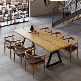 70.9" Industrial Modern Wood Dining Table Seats 6-8 People