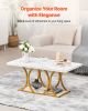 VEVOR Coffee Table, Modern Faux Marble Coffee Table, 2-Tier Rectangle Center Desk with Geometric Legs