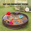 VEVOR Sandbox with Cover, 47.2 x 9.1 in Round Sand Box, HDPE Sand Pit with 3 Corner Seating and Bottom Liner, Kids Sandbox for Outdoor Backyard, Beach