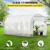 VEVOR 15 x 6.5 x 7 ft Walk-in Tunnel Greenhouse, Portable Plant Hot House with Galvanized Steel Hoops, 1 Top Beam, Diagonal Poles