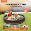 VEVOR Sandbox with Cover, 47.2 x 9.1 in Round Sand Box, HDPE Sand Pit with 3 Corner Seating and Bottom Liner, Kids Sandbox for Outdoor Backyard, Beach