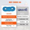 VEVOR 10.5 mm Static Climbing Rope, 19.5M(64ft) Outdoor Rock Climbing Rope 25KN Breaking Tension, Fiber Rope with Steel Snap Hooks for Escape
