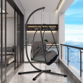 JESE Swing Egg Chair with Stand – Foldable Hanging Chair for Indoor & Outdoor Use – 300lbs Capacity (Color: Black)