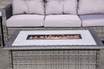 Direct Wicker Gray Wicker Sofa Set Outdoor Furniture Conversation Set with Firepit Table